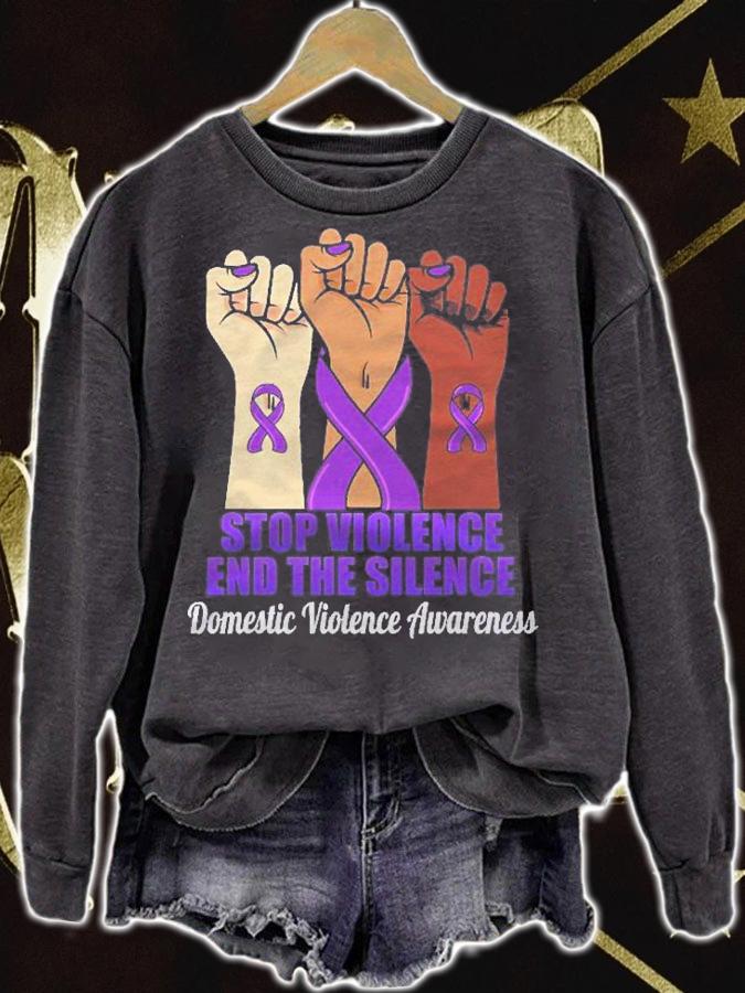 Domestic Violence Awareness Raised Fist Stop Violence End Silence Shirt t-shirt sweatshirt
