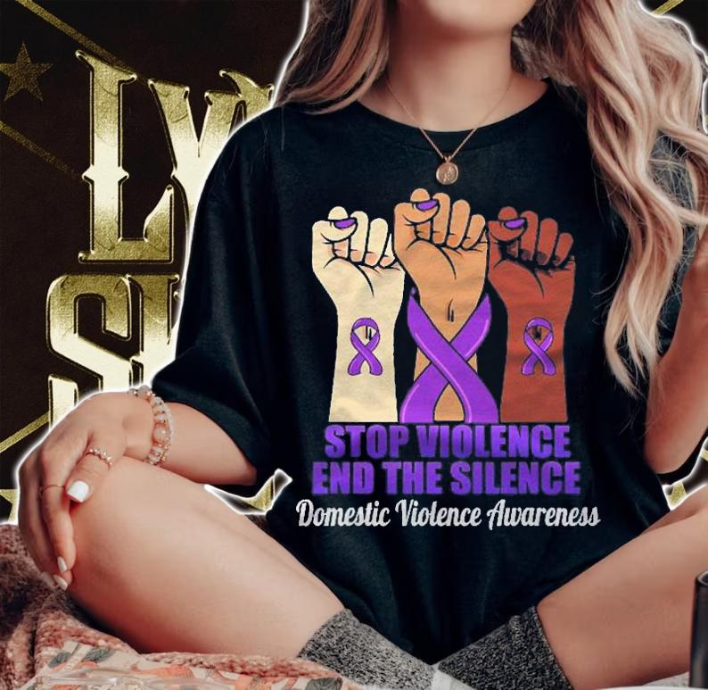 Domestic Violence Awareness Raised Fist Stop Violence End Silence Shirt t-shirt woman shirt