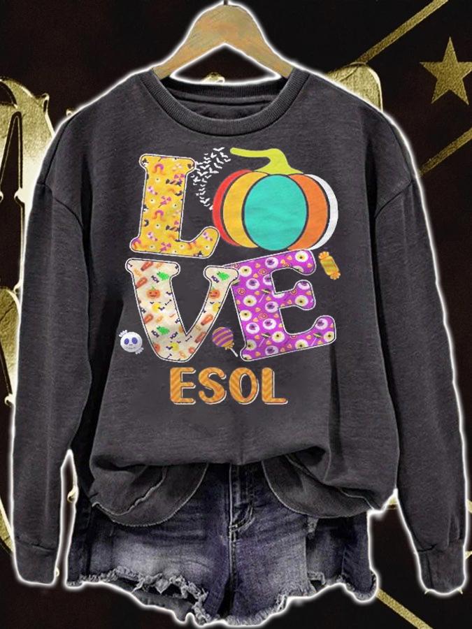 Funny Halloween Love Esol Pumpkin Teacher Costume Shirt t-shirt sweatshirt