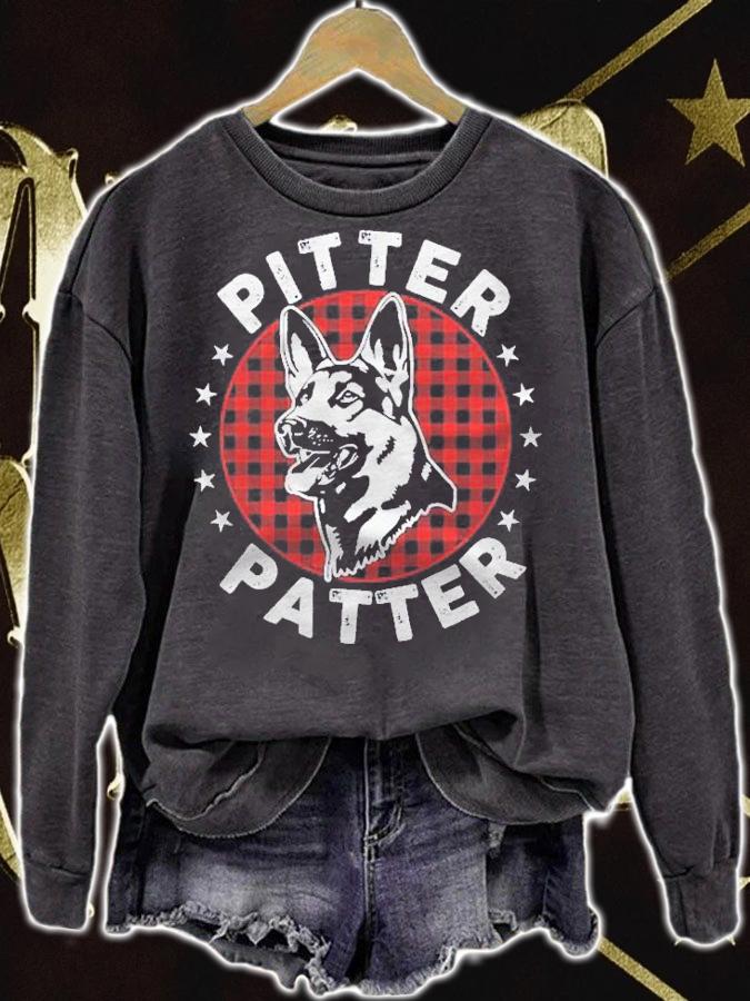 Pitter Patter Buffalo Plaid Edition German Shepherd Dog Woof Pullover Shirt t-shirt sweatshirt