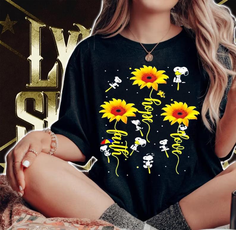 Snoopy Sunflower Love Hope Faith T-Shirt t-shirt woman shirt