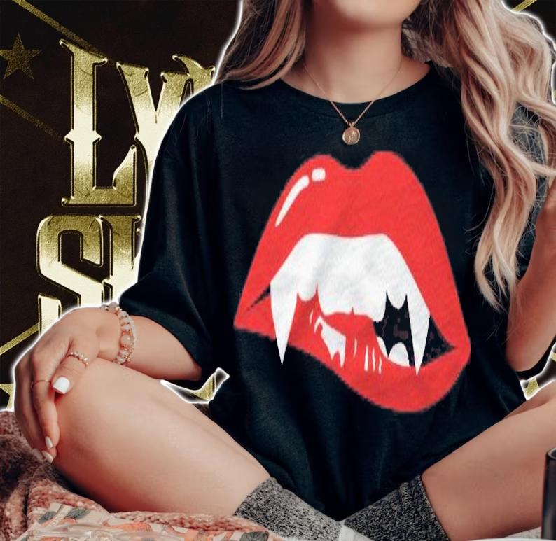 Vampire  Sexy Lips Teeth Lazy Halloween Costume Shirt t-shirt woman shirt