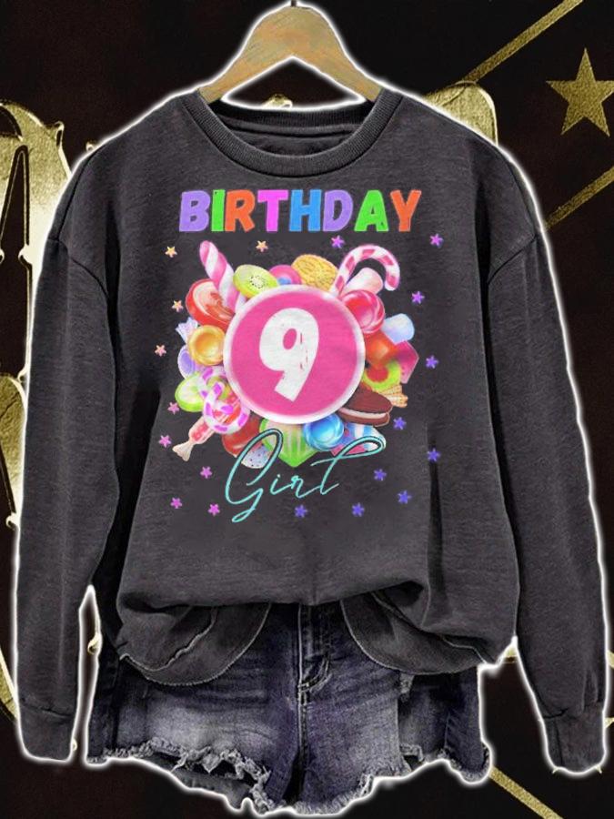 Candy Land Birthday Party Girl Age 9 Ver2 shirt t-shirt sweatshirt