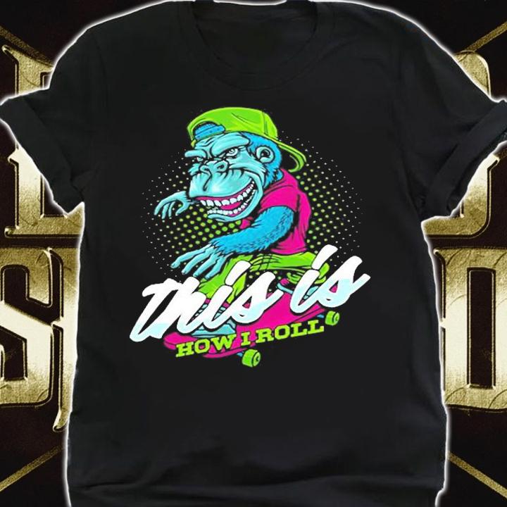 Longboard Monkey Gorilla Skateboard Skateboarder Skate T-Shirt t-shirt shirt