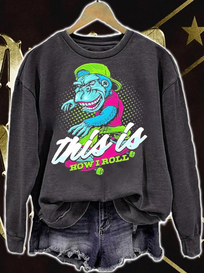 Longboard Monkey Gorilla Skateboard Skateboarder Skate T-Shirt t-shirt sweatshirt