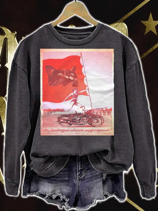 Red cat flag 90's Vintage T-shirt t-shirt