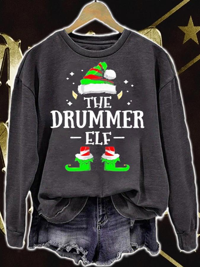 The Drummer Elf Matching Family Group Christmas Pajama T-Shirt t-shirt sweatshirt