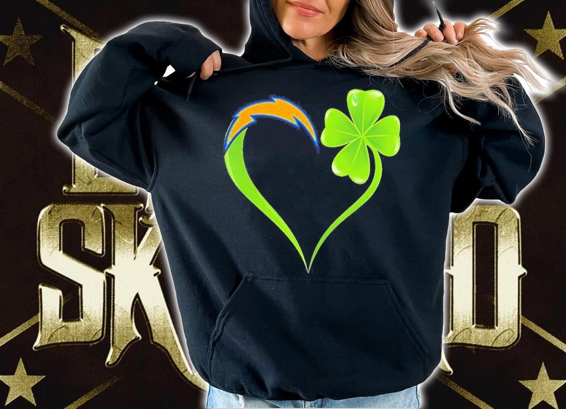 Los Angeles Chargers Shamrock Heart St Patrick's Day T-Shirt t-shirt
