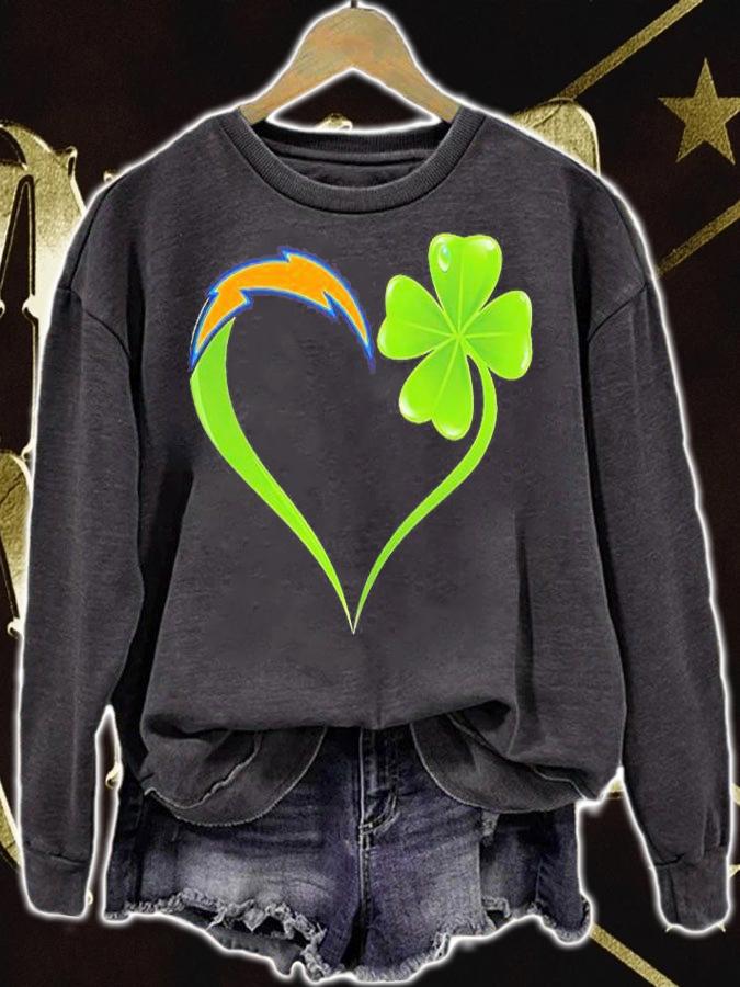 Los Angeles Chargers Shamrock Heart St Patrick's Day T-Shirt t-shirt
