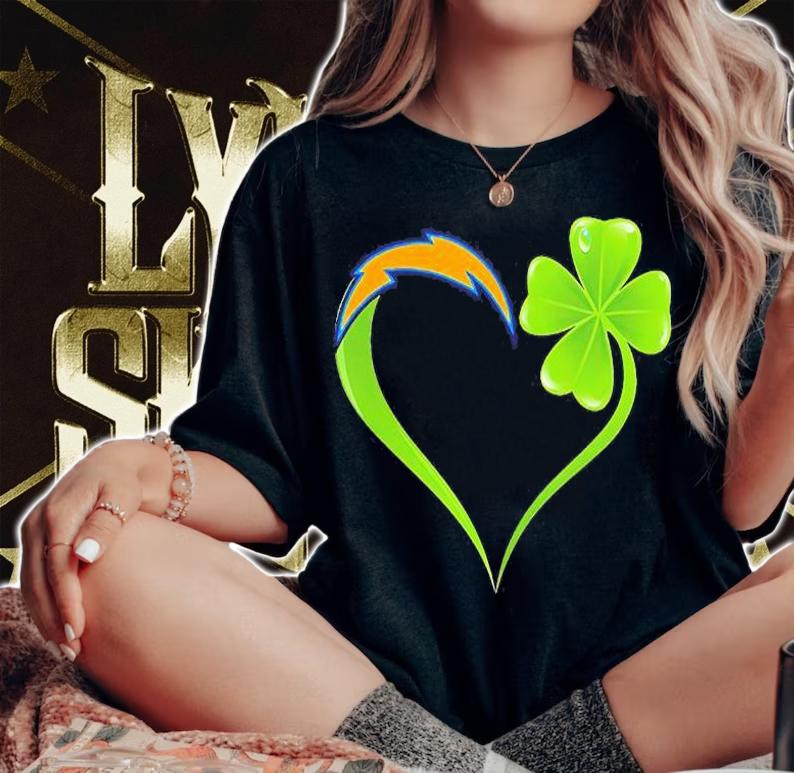 Los Angeles Chargers Shamrock Heart St Patrick's Day T-Shirt t-shirt