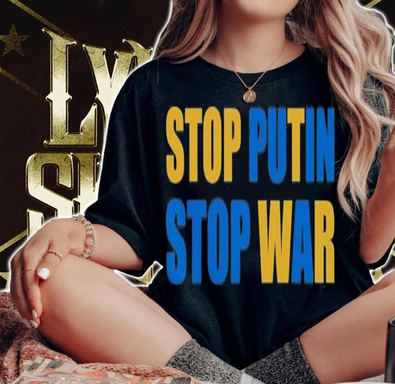 Stop Putin Stop War Yellow Blue T-Shirt t-shirt woman shirt
