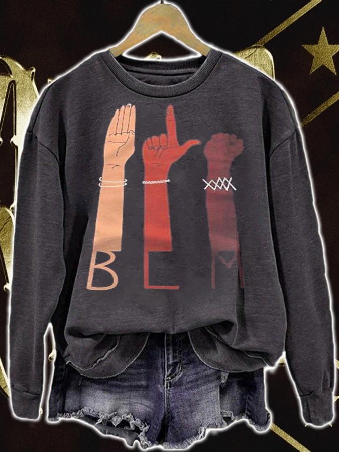 Womens Blm Design With Asl Sign Language Hands Black Lives Matter T-shirt t-shirt sweatshirt