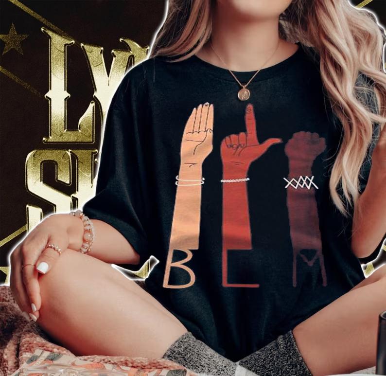 Womens Blm Design With Asl Sign Language Hands Black Lives Matter T-shirt t-shirt woman shirt