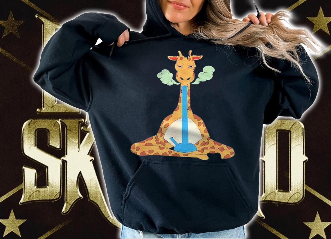Funny Giraffe Smoking Bong Meditating Shirt hoodie