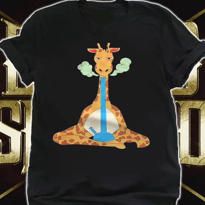 Funny Giraffe Smoking Bong Meditating Shirt shirt