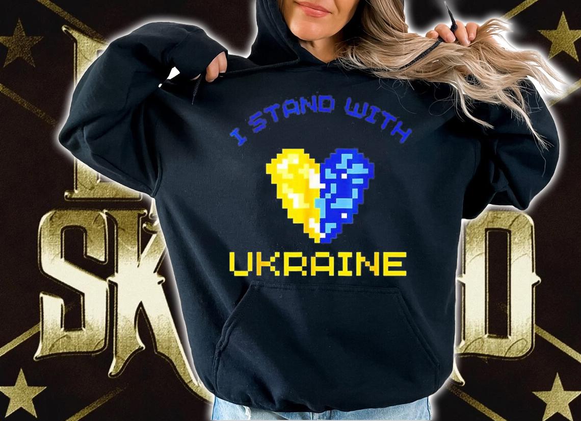I Stand with Ukraine Support Ukraine Flag Heart Pray Ukraine T-Shirt