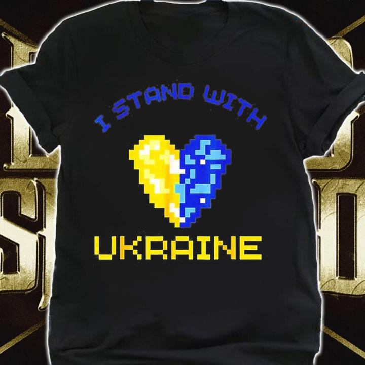 I Stand with Ukraine Support Ukraine Flag Heart Pray Ukraine T-Shirt