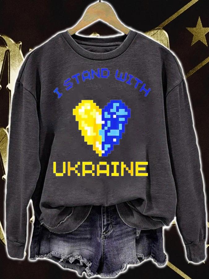 I Stand with Ukraine Support Ukraine Flag Heart Pray Ukraine T-Shirt
