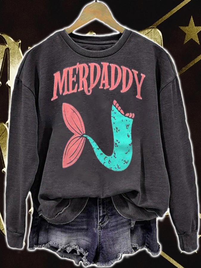 Merdaddy Fish Tail Daddy Mermaid Family Matching Dad Gift T-shirt