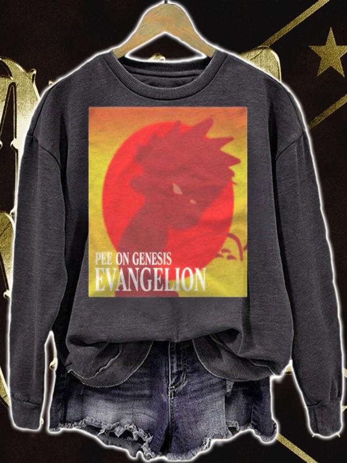 Pee On Genesis Evangelion Funny Anime Shirt