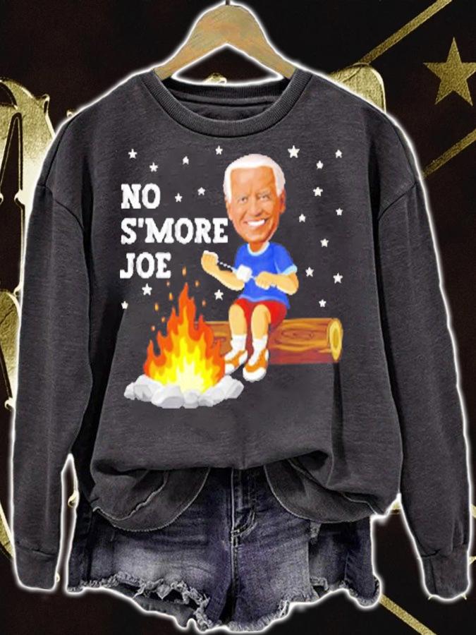 Funny Anti President Biden Camping No S'more Joe Campfire T-Shirt sweatshirt