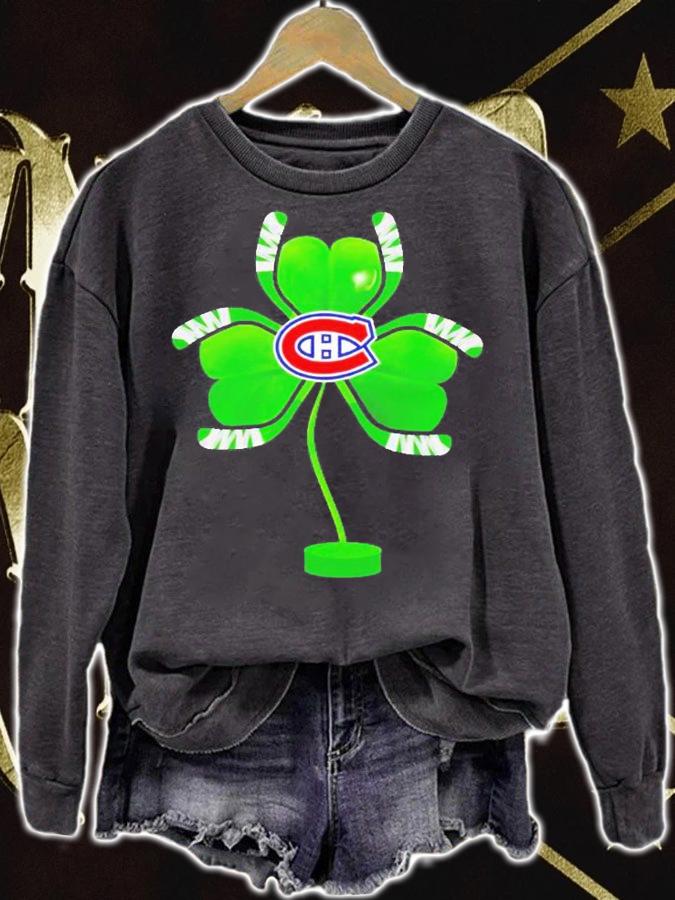 Montreal Canadiens Shamrock Hockey Tree St Patrick's Day T-Shirt