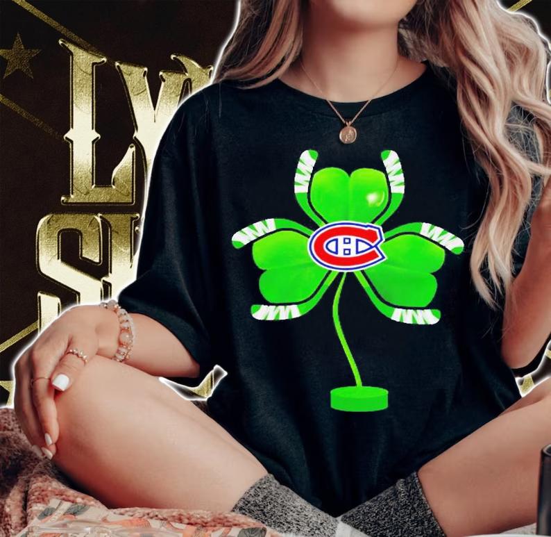 Montreal Canadiens Shamrock Hockey Tree St Patrick's Day T-Shirt
