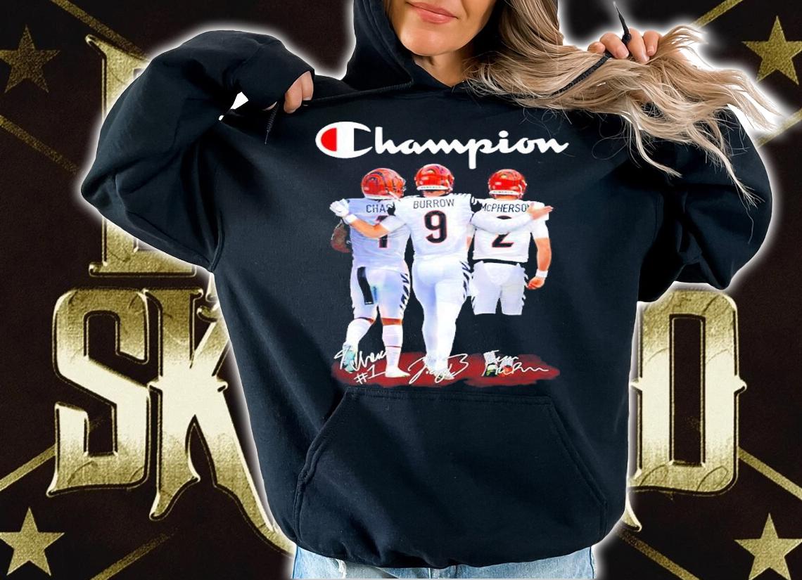 Cincinnati Bengals Champions Ja'Marr Chase Vs Joe Burrow And Evan McPherson Signatures Shirt hoodie