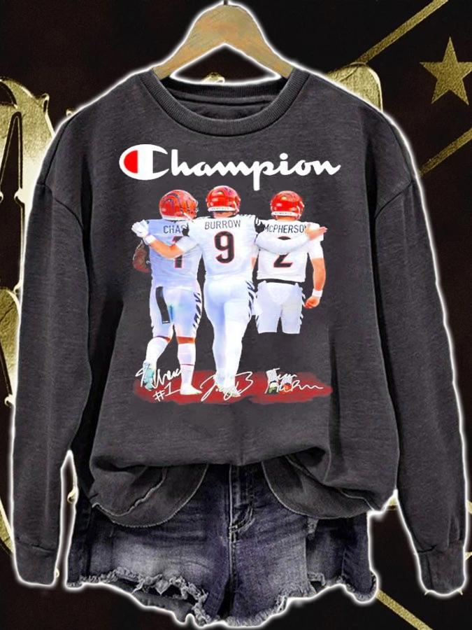 Cincinnati Bengals Champions Ja'Marr Chase Vs Joe Burrow And Evan McPherson Signatures Shirt sweatshirt