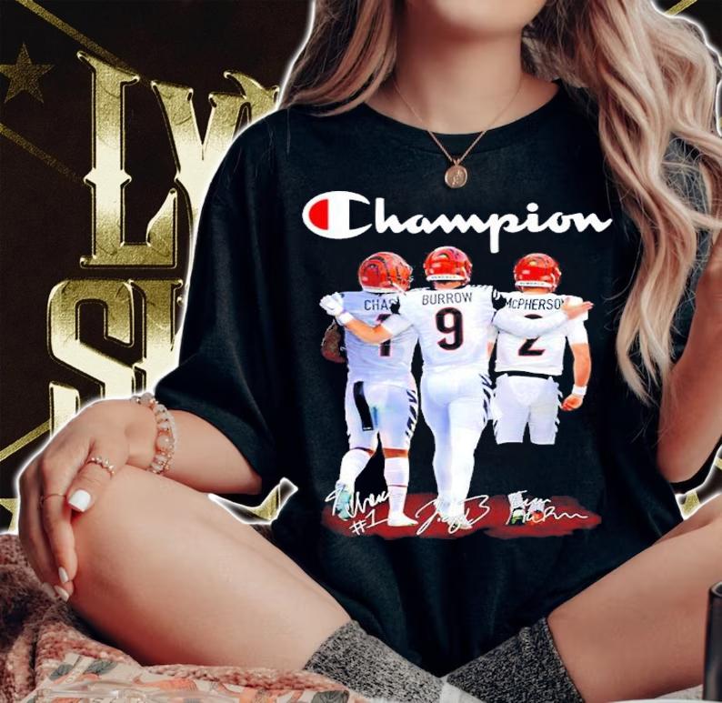 Cincinnati Bengals Champions Ja'Marr Chase Vs Joe Burrow And Evan McPherson Signatures Shirt woman shirt