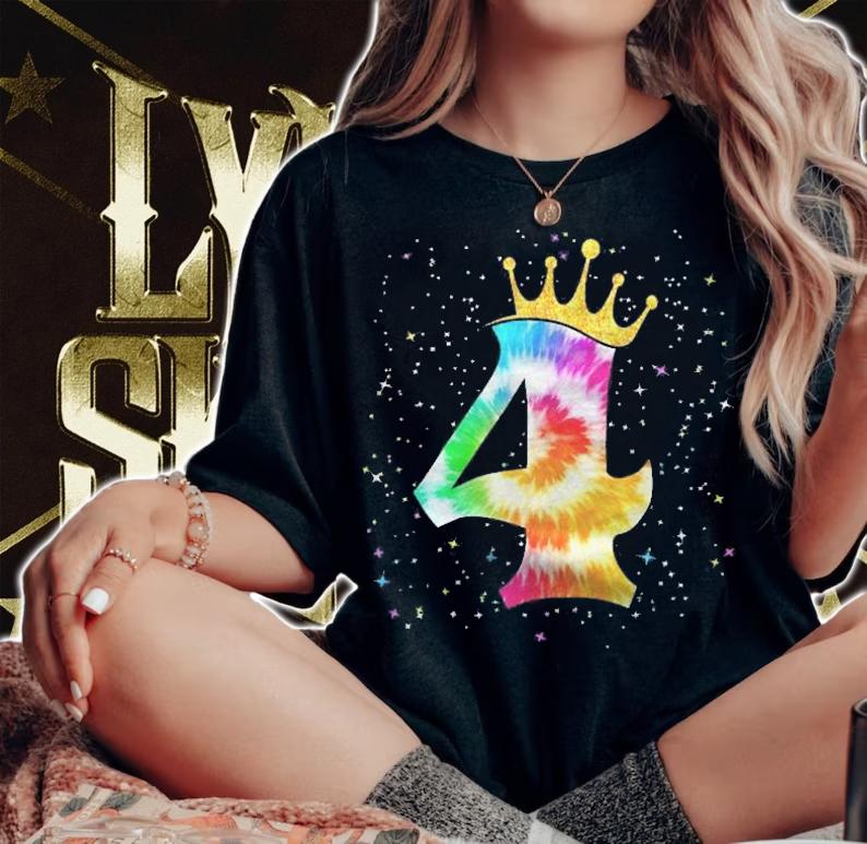 Colorful Tie Dye 4 Years Old Girls 4Th Birthday shirt woman shirt