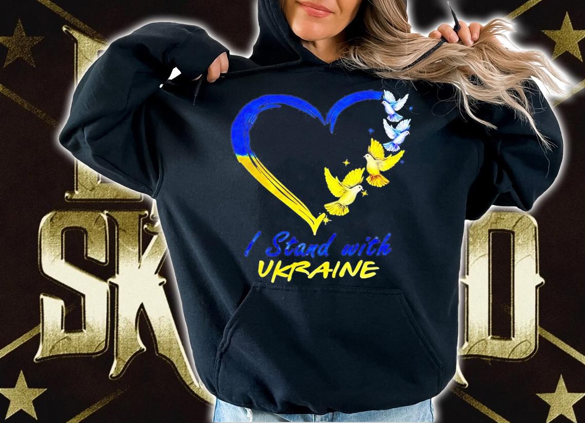 I Stand With Ukraine Shirt Heart Dove Flag Free Ukraine T-Shirt hoodie