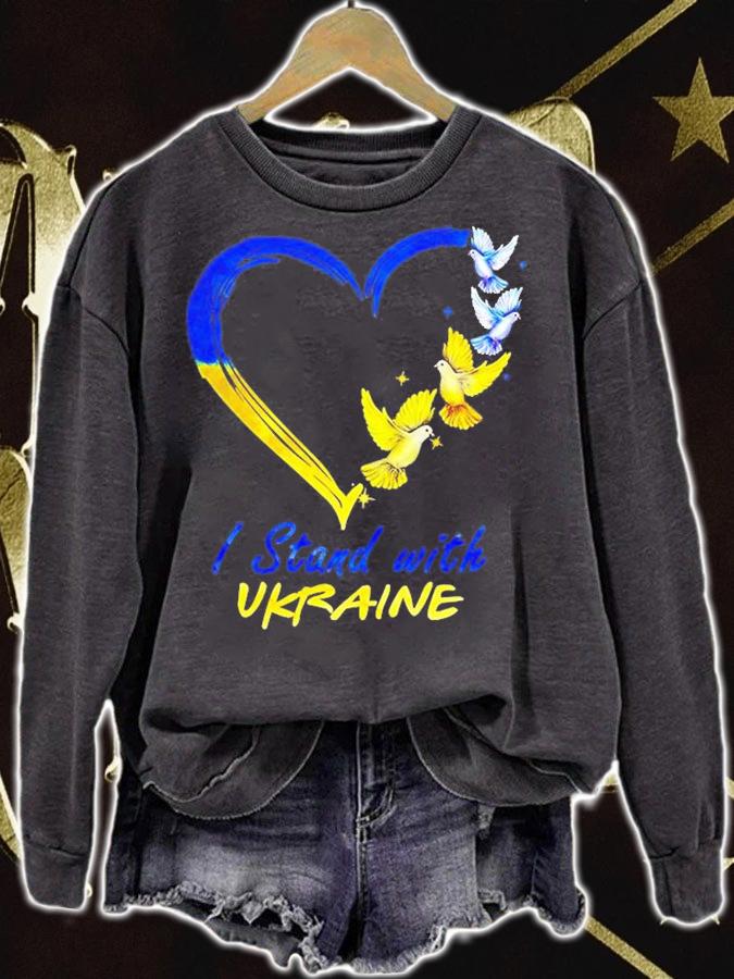 I Stand With Ukraine Shirt Heart Dove Flag Free Ukraine T-Shirt sweatshirt