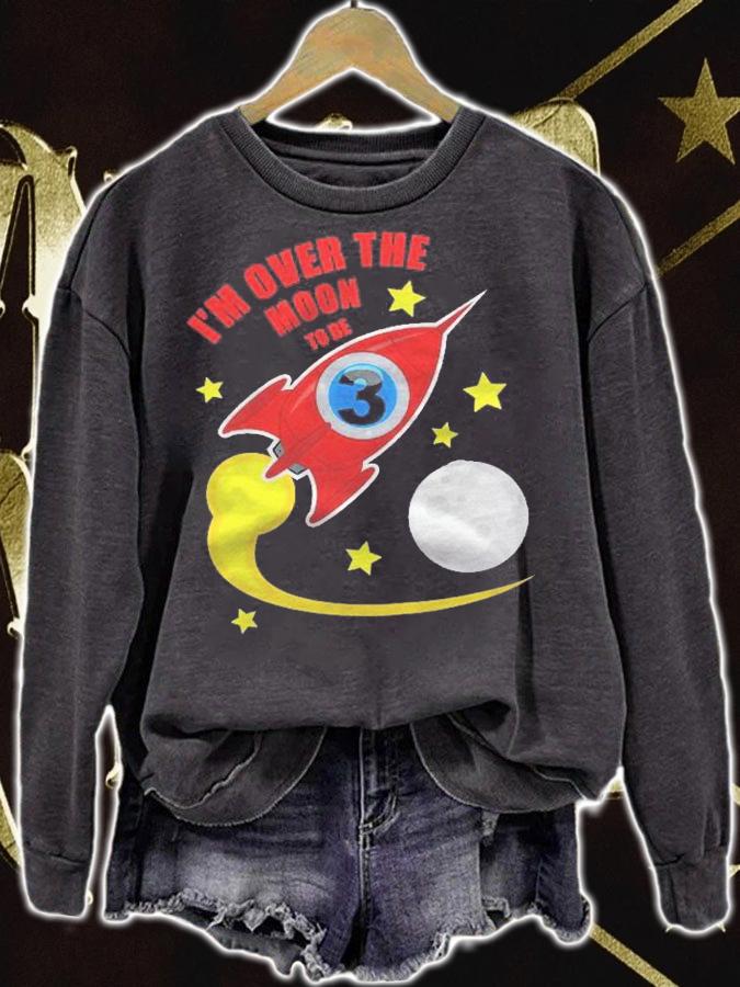 Kids 3Rd Birthday Boys Rocket Space Moon 3 Years Old Shirt sweatshirt