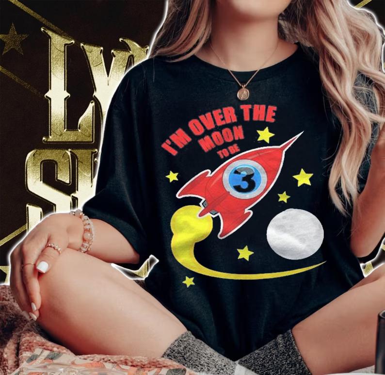 Kids 3Rd Birthday Boys Rocket Space Moon 3 Years Old Shirt woman shirt