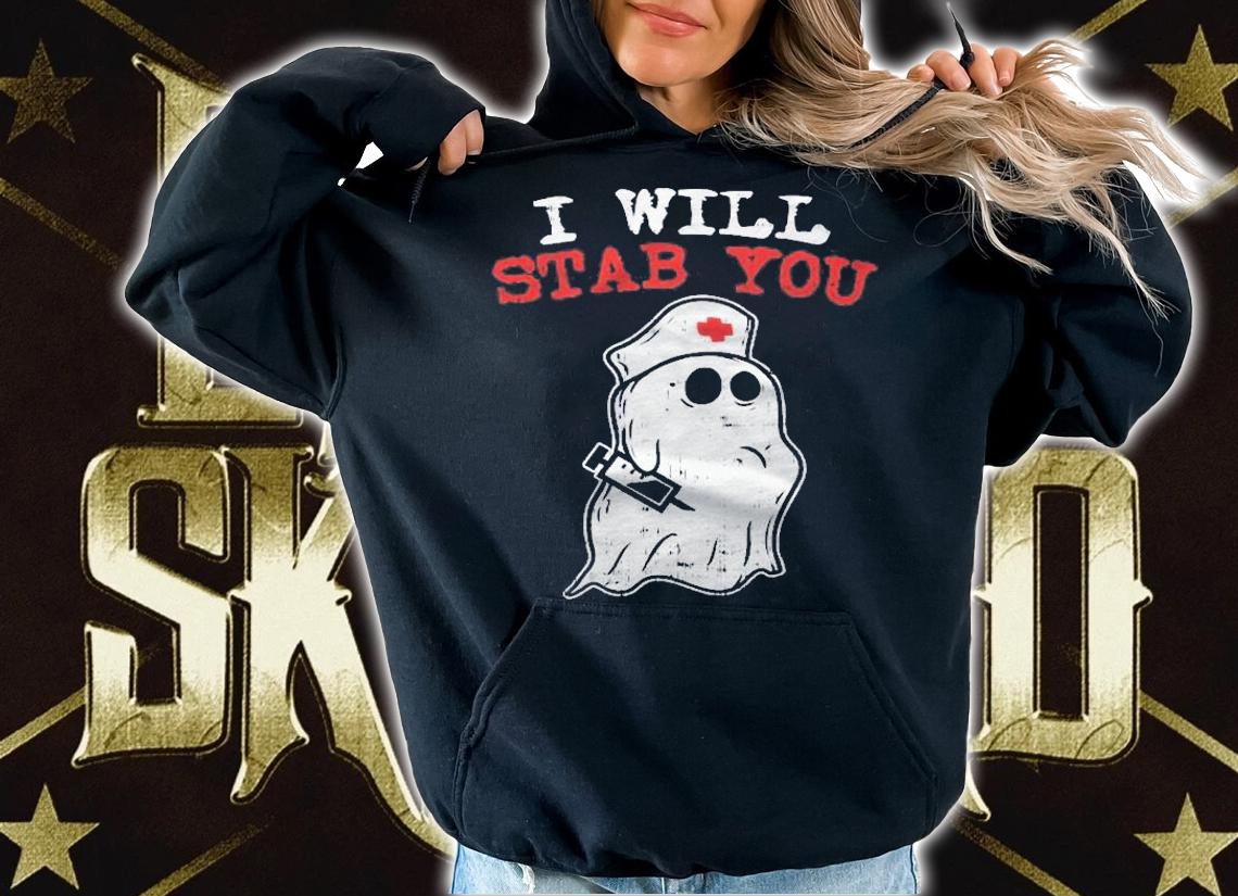 Nurse Halloween Costume Shirt I Will Stab You Medical Ghost Shirt