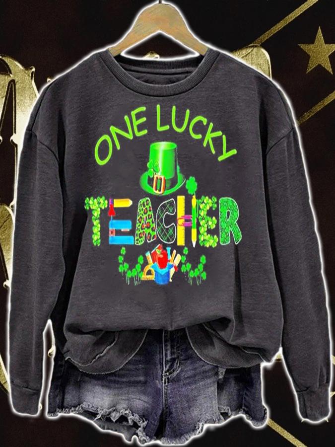 Shamrock One Lucky Teacher St Patrick's Day School T-Shirt sweatshirt
