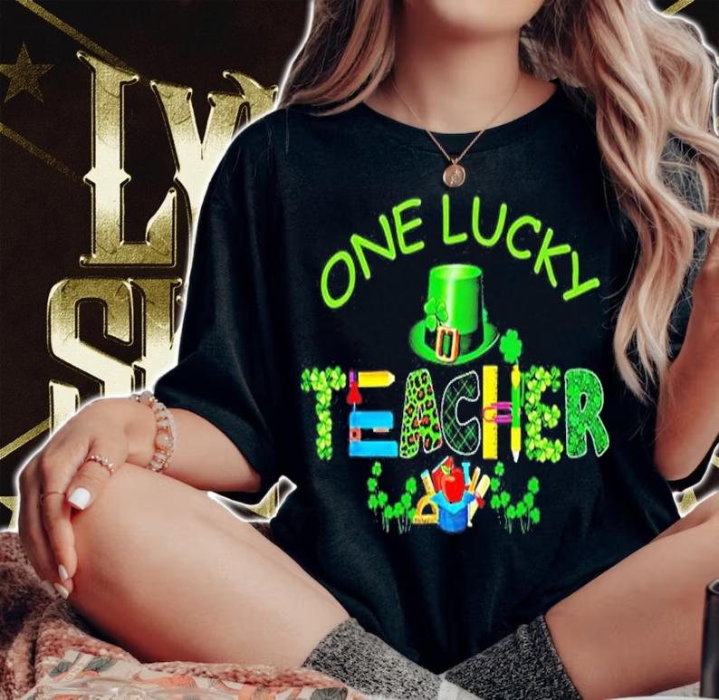 Shamrock One Lucky Teacher St Patrick's Day School T-Shirt woman shirt