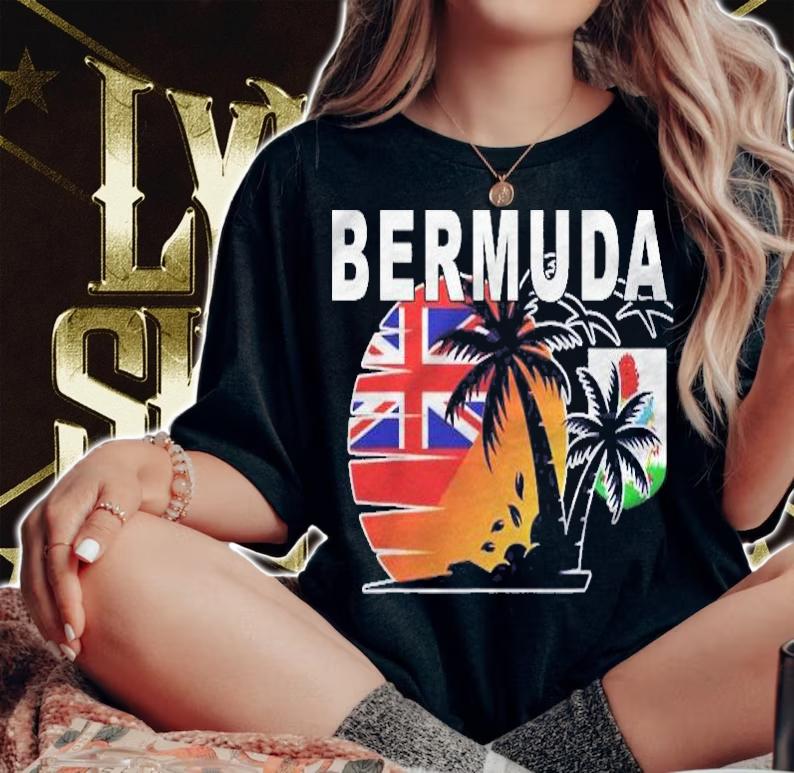 Tropical British Beach Sunset Flag Of Bermuda Shirt woman shirt