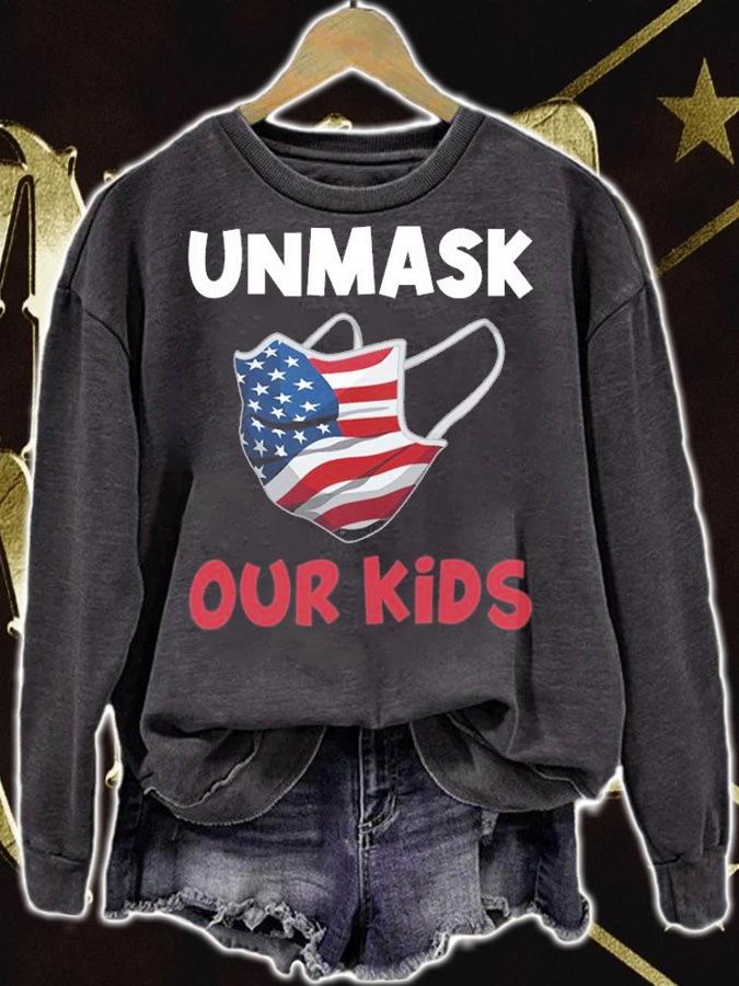 Unmask Our Kids American Flag USA T-Shirt sweatshirt