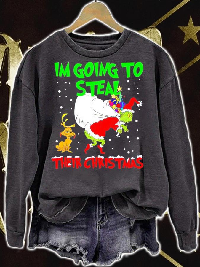 Grinch Santa And Max Dog I'm Going To Steal Their Christmas Shirt sweatshirt