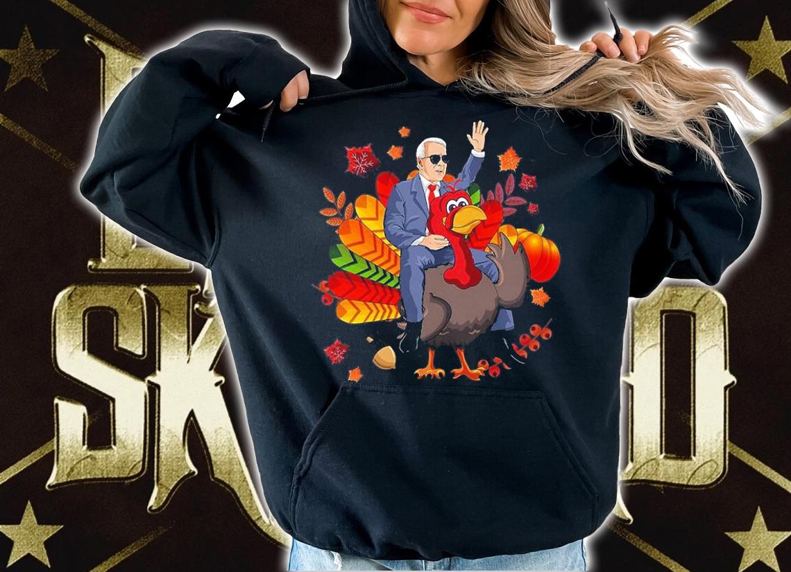 Riding With President Biden Funny Turkey Thanksgiving T-Shirt