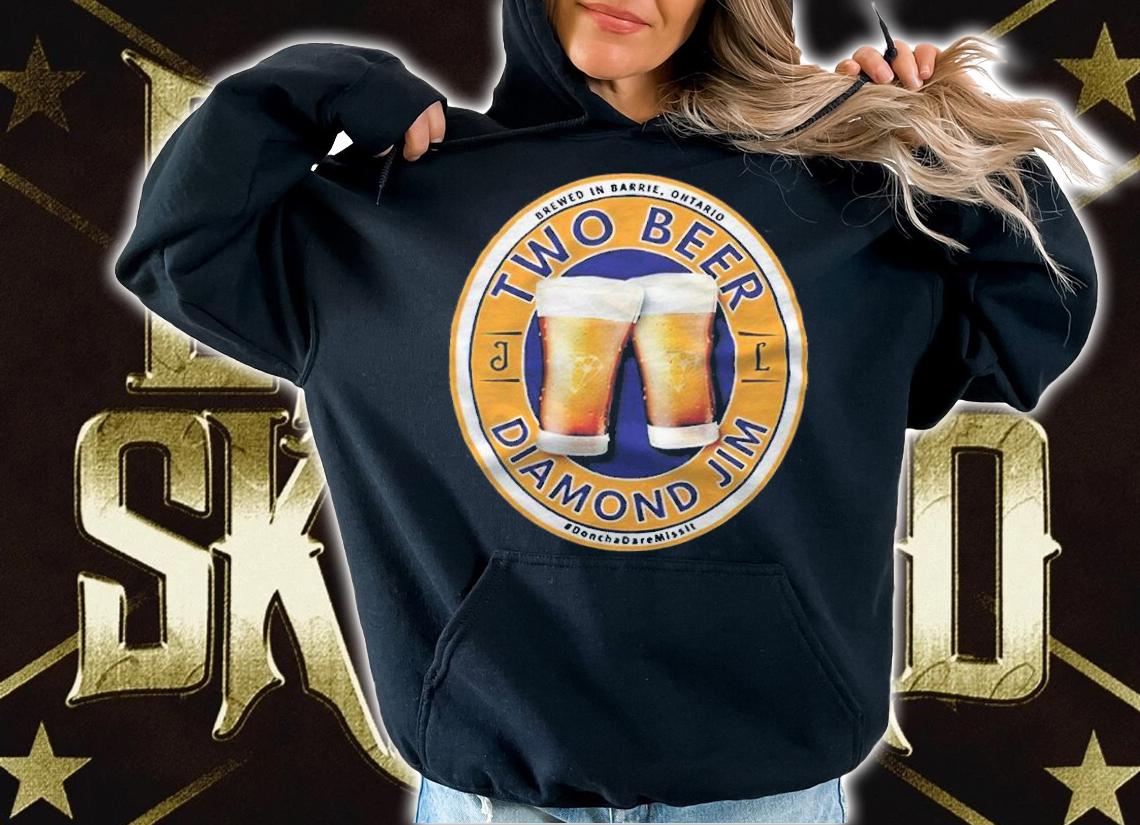 Two beer Diamond Jim logo T-shirt hoodie