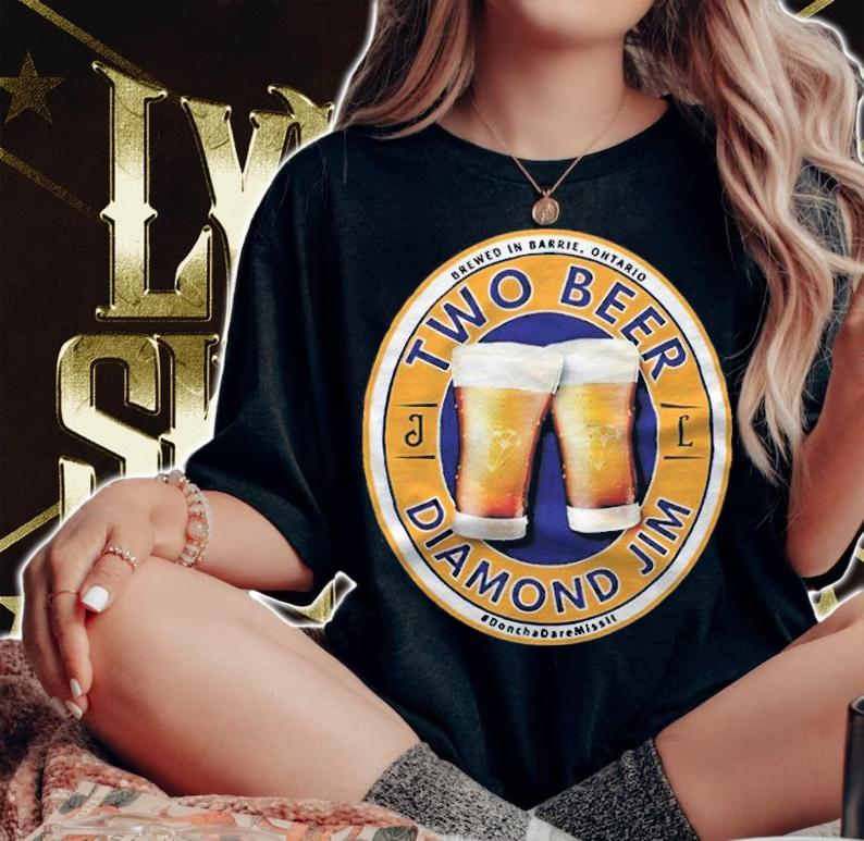 Two beer Diamond Jim logo T-shirt woman shirt