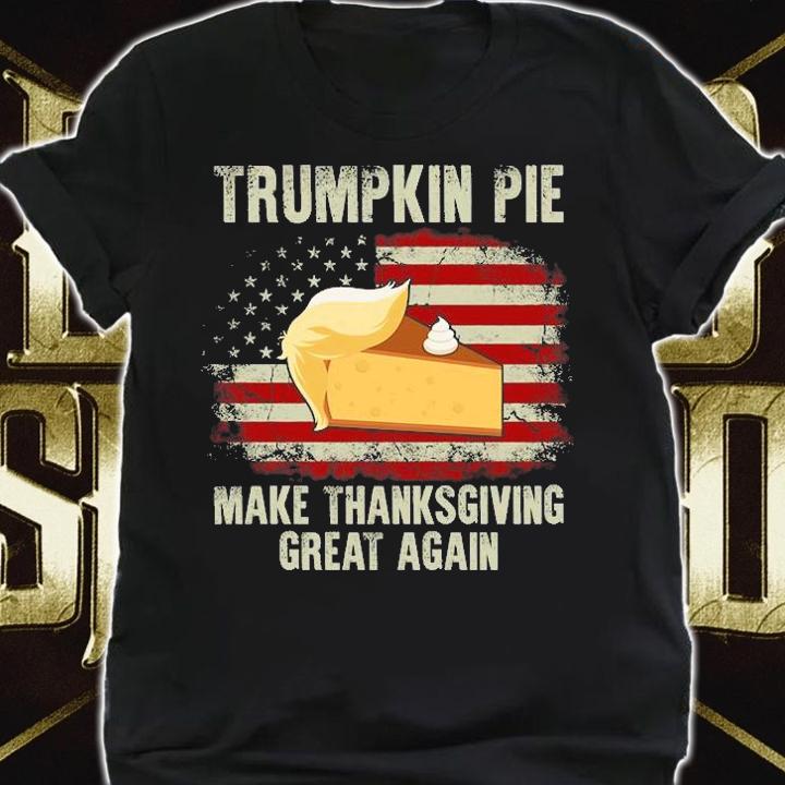 Vintage Retro USA Flag Trumpkin Pie Make Thanksgiving Great Again T-Shirt shirt