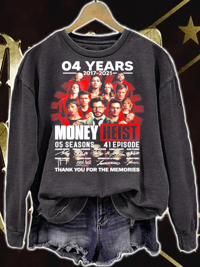 04 years 2017 2021 Money Heist 05 seasons 41 episode signatures t-shirt