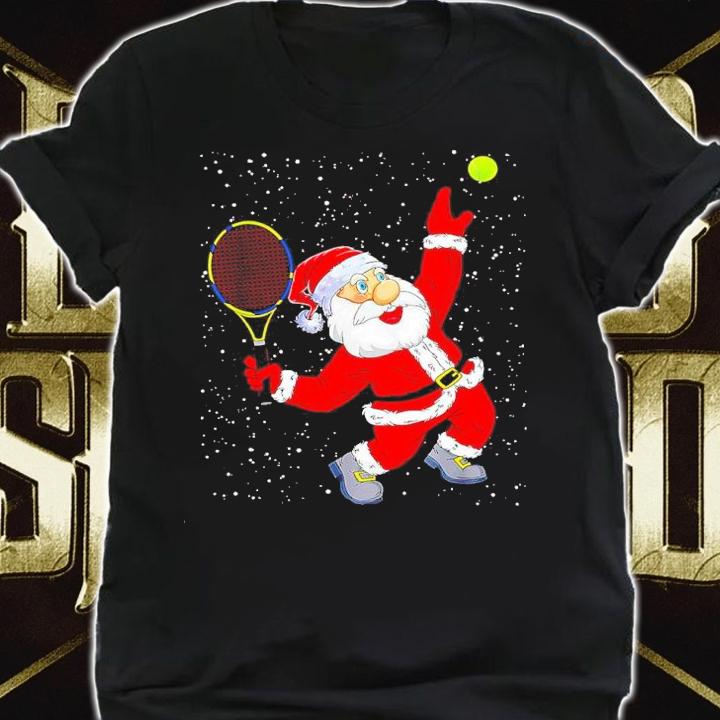 Christmas Santa Claus Playing Tennis Lover Xmas shirt