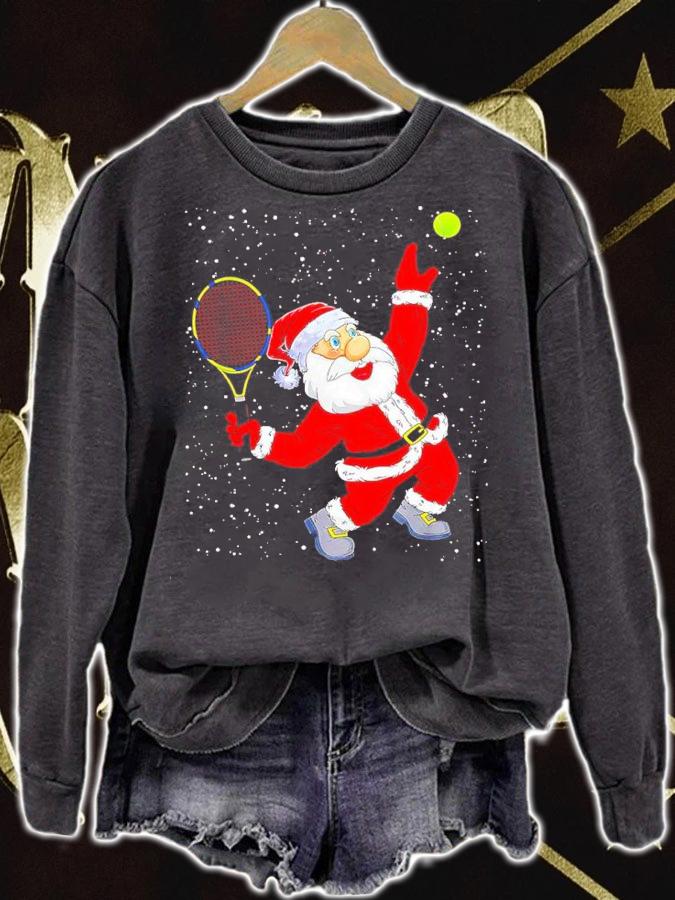 Christmas Santa Claus Playing Tennis Lover Xmas shirt