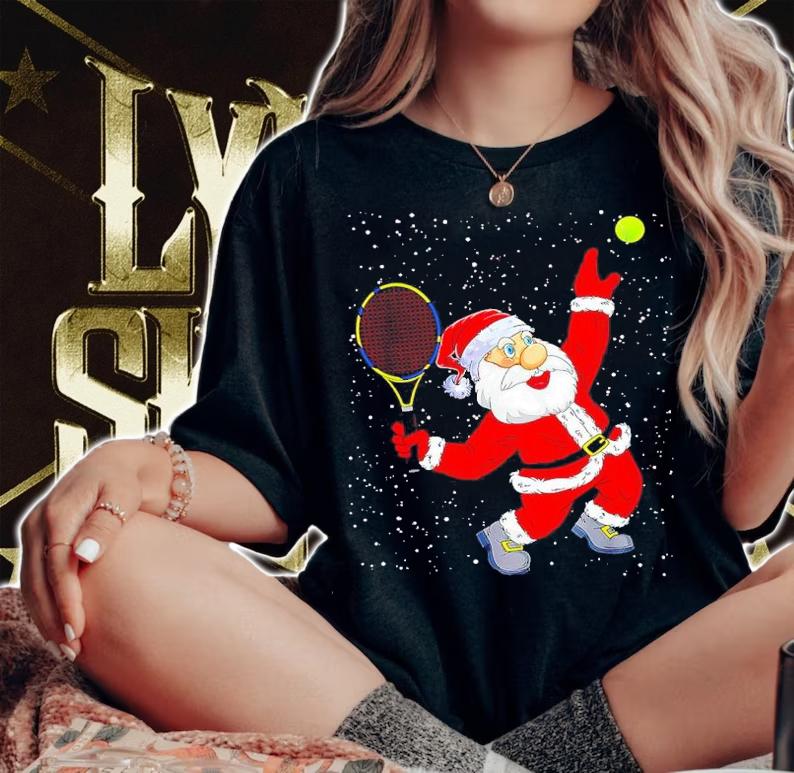 Christmas Santa Claus Playing Tennis Lover Xmas shirt