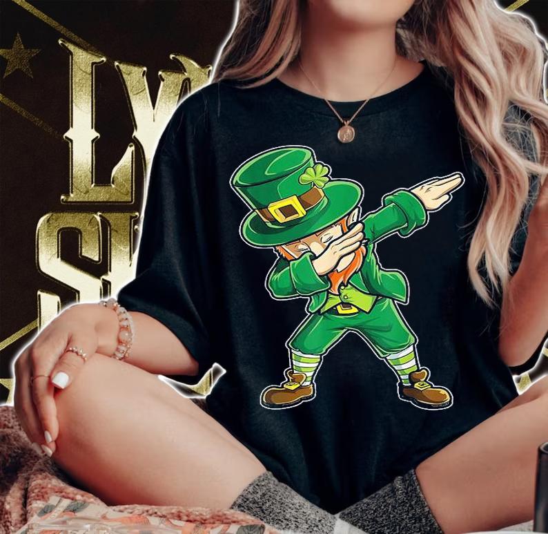 Dabbing Leprechaun Happy St Patricks Day Men Kids Toddler T-Shirt woman shirt